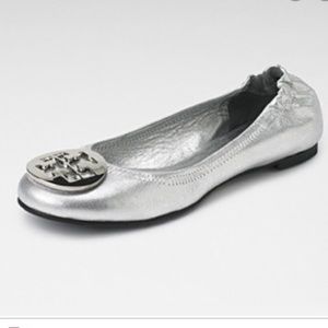 Tory Burch Reva Flats Silver